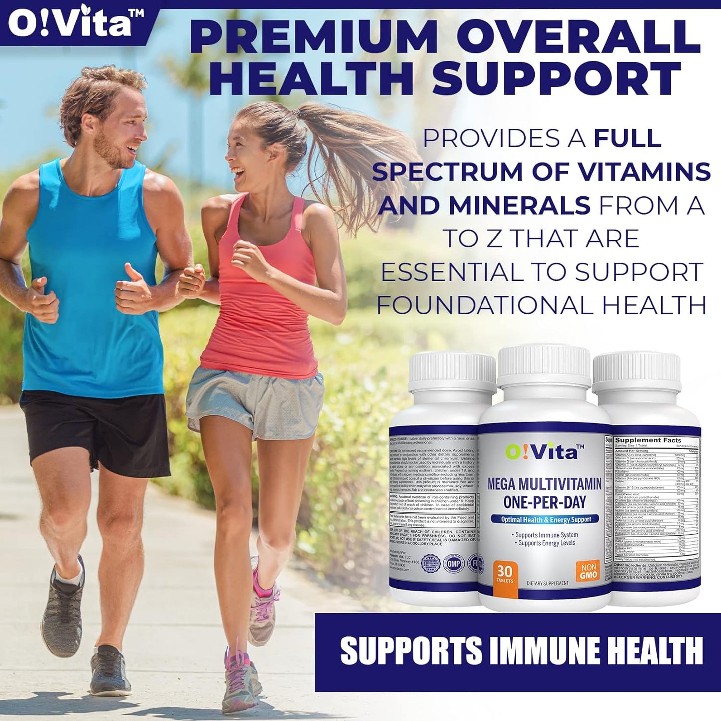O!VITA Mega Multivitamin One-per-Day: Immune System Support, Full Spectrum of Vitamins & Minerals, 30-Day Supply