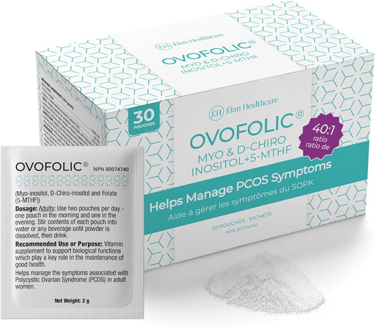 Ovofolic Inositol Supplement with Myo-Inositol, D-Chiro Inositol, and Active Folate - 30 Sachets