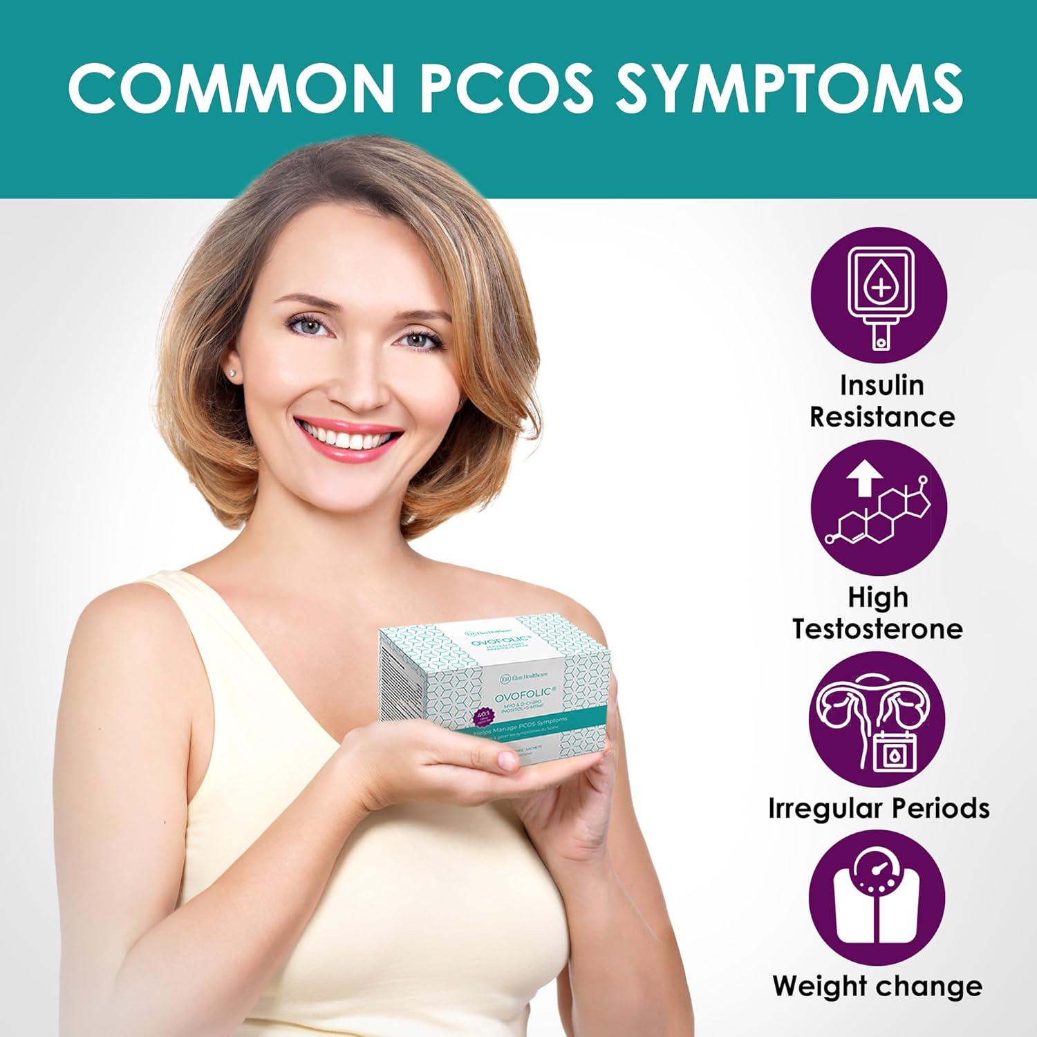 Ovofolic Inositol Supplement with Myo-Inositol, D-Chiro Inositol, and Active Folate - 30 Sachets