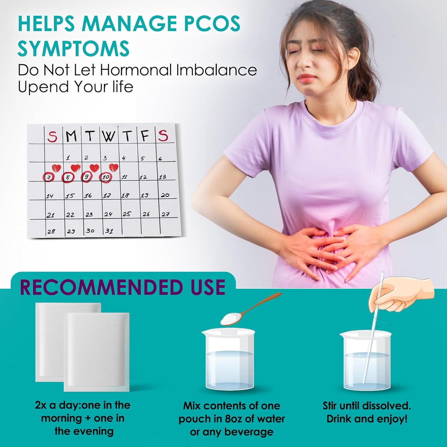 Ovofolic Inositol Supplement with Myo-Inositol, D-Chiro Inositol, and Folate - 40:1 Ratio for Hormone Balance and Ovarian Support - 60 Sachets