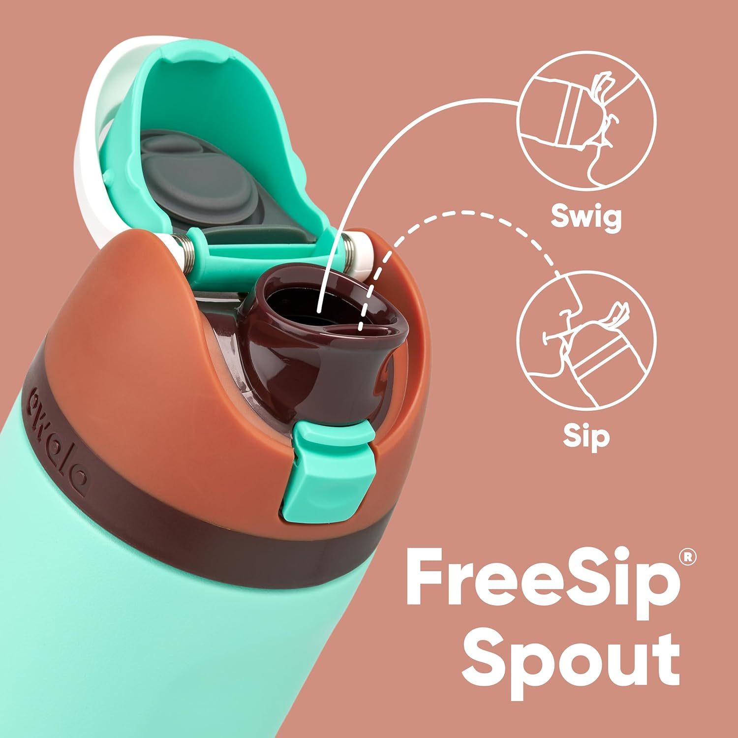 Owala Kids FreeSip Insulated Stainless Steel Water Bottle with Straw - BPA-Free 16 oz for Sports, Travel, School - Mint Chocolate