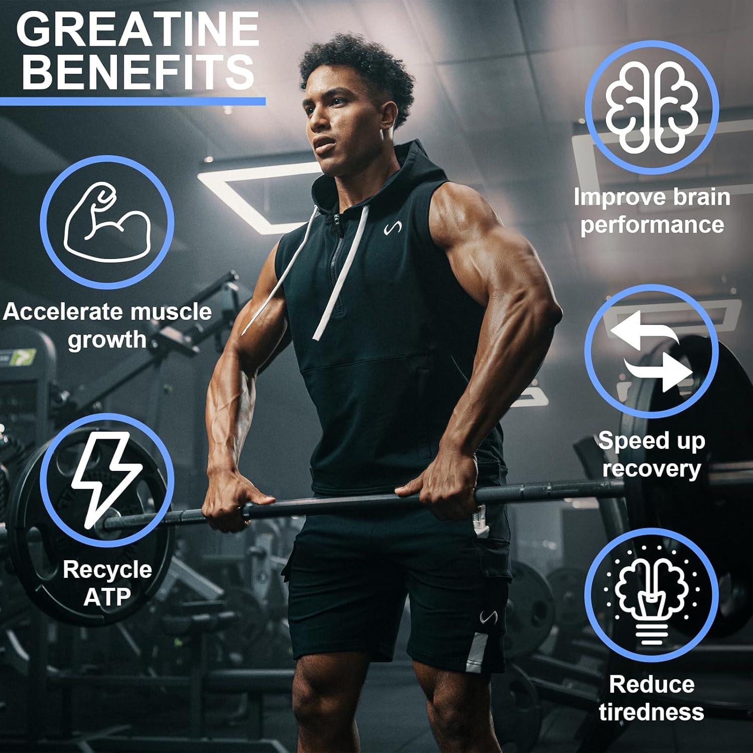 OWOSEA Creatine Monohydrate Gummies - 5000mg per Serving - Muscle Support & Energy Boost - 120 Count Chewable - Sugar Free Vegan - Blue Raspberry Flavor