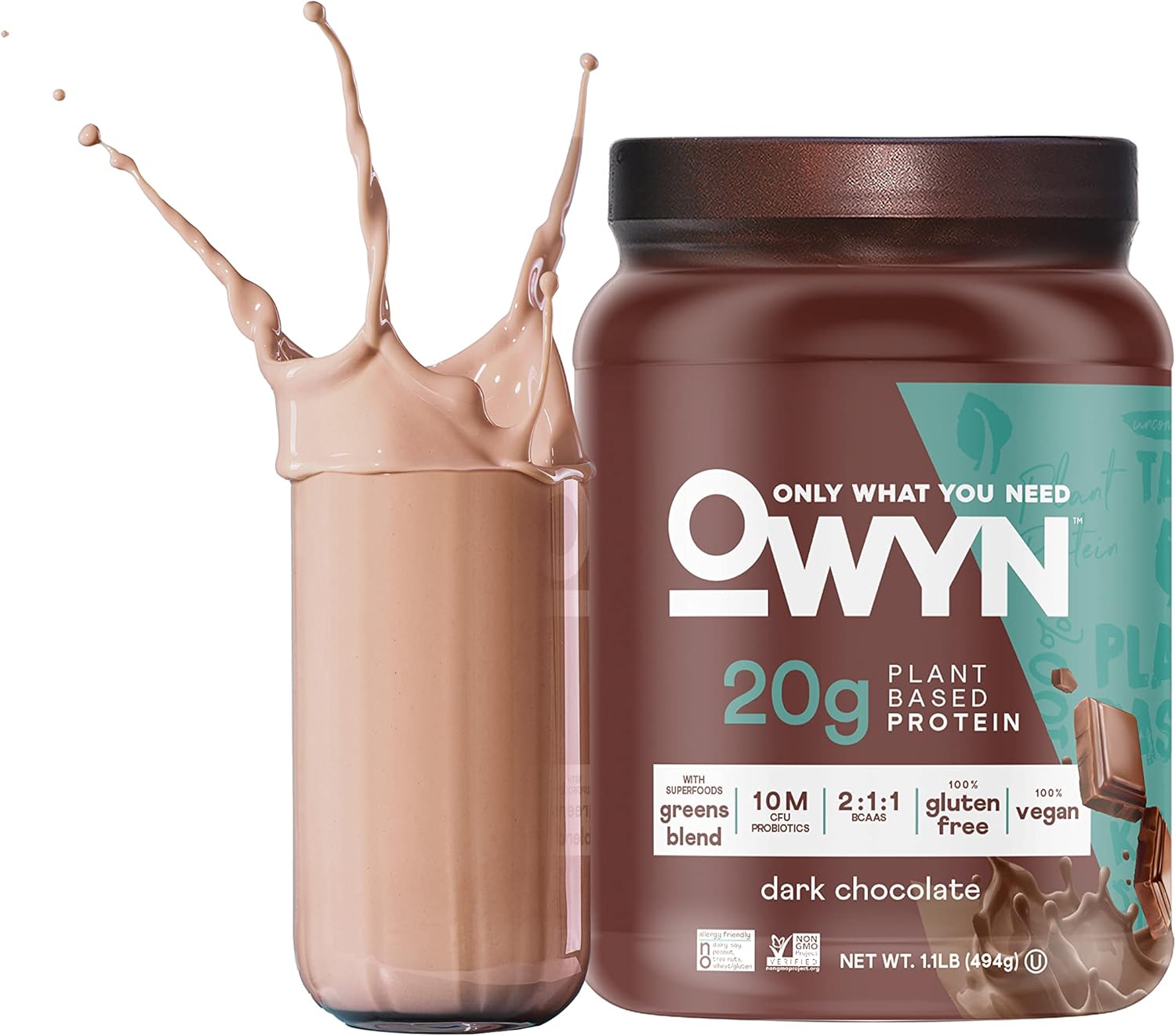 OWYN Plant-Based Protein Powder in Dark Chocolate - 1.17 lbs, Only What You Need