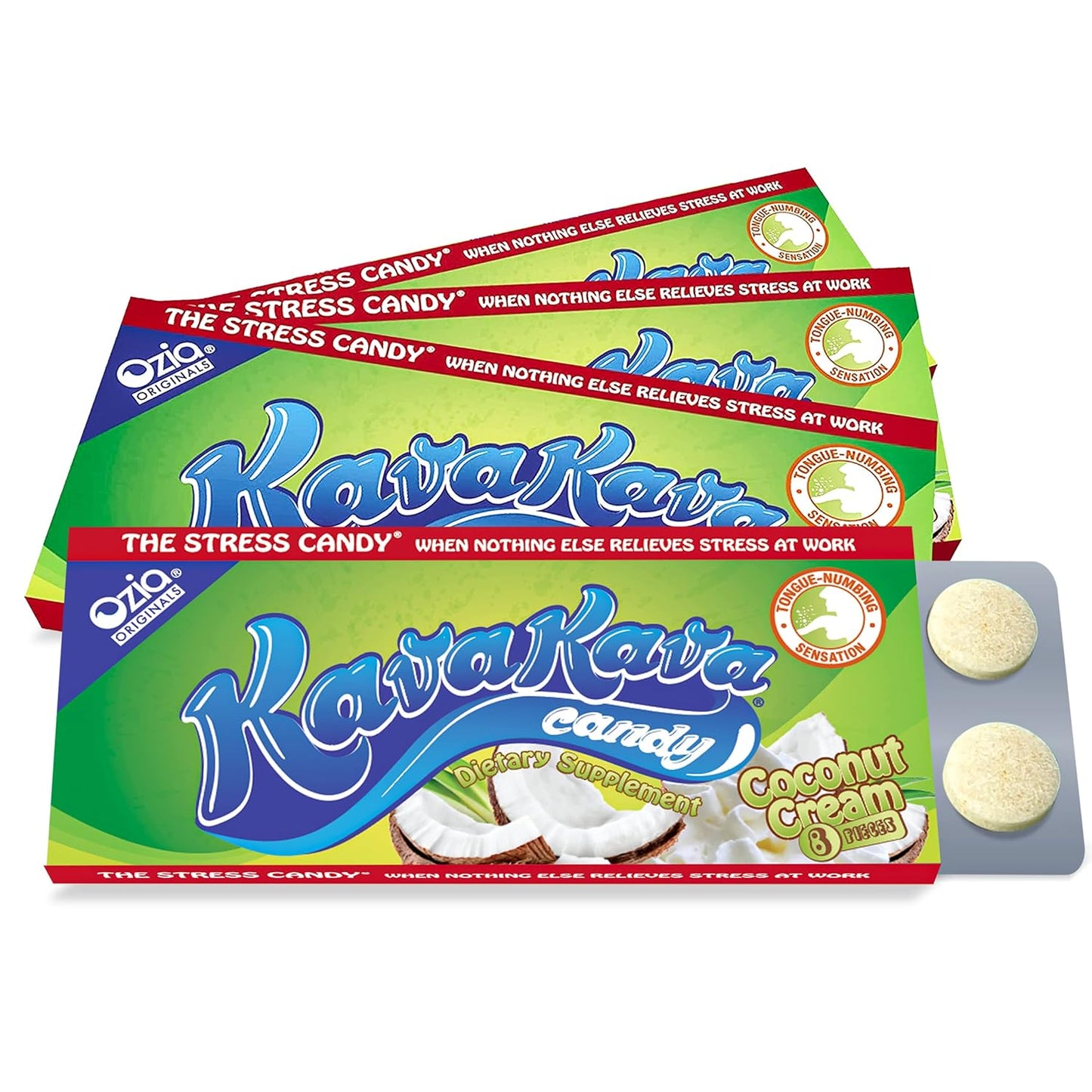 Ozia Originals Kava Kava Candy - Stress Relief Supplement with Kava Extract, 32 Candies, Natural Chill Pill for Positive Mood - Coconut Cream Flavor