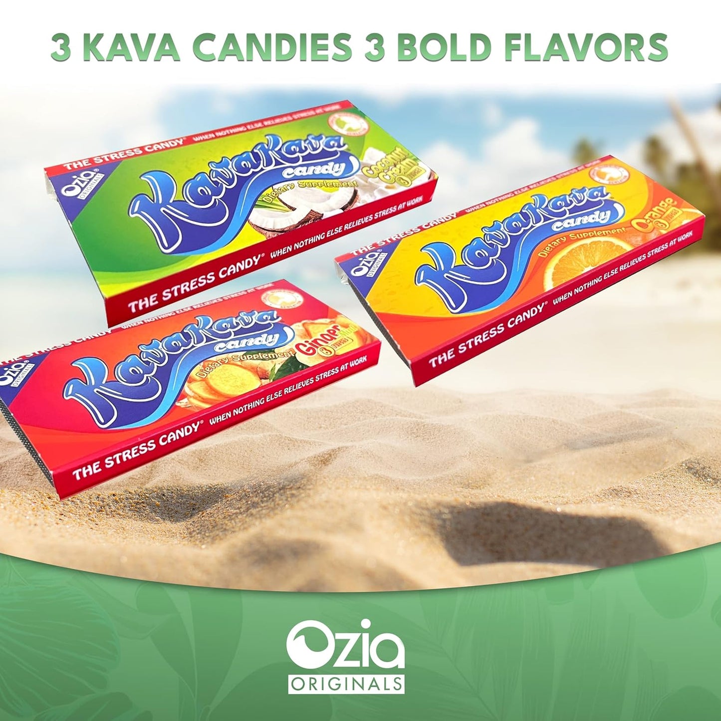 Ozia Originals Kava Kava Candy - Stress Relief Supplement with Kava Extract, 32 Candies, Natural Chill Pill for Positive Mood - Coconut Cream Flavor
