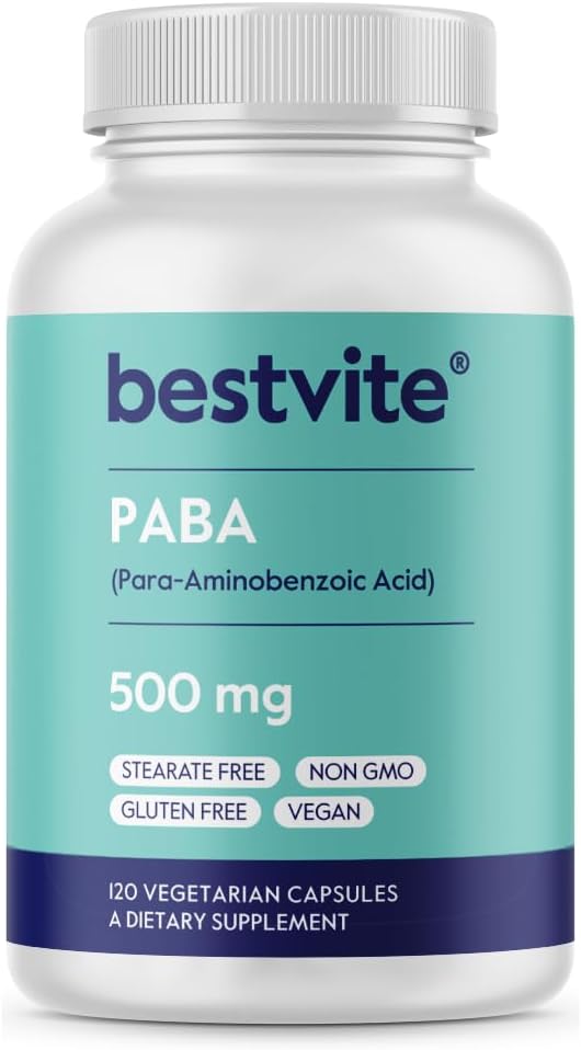 PABA 500mg Capsules - Vegetarian, Vegan, Non GMO, Gluten Free - 120 Count