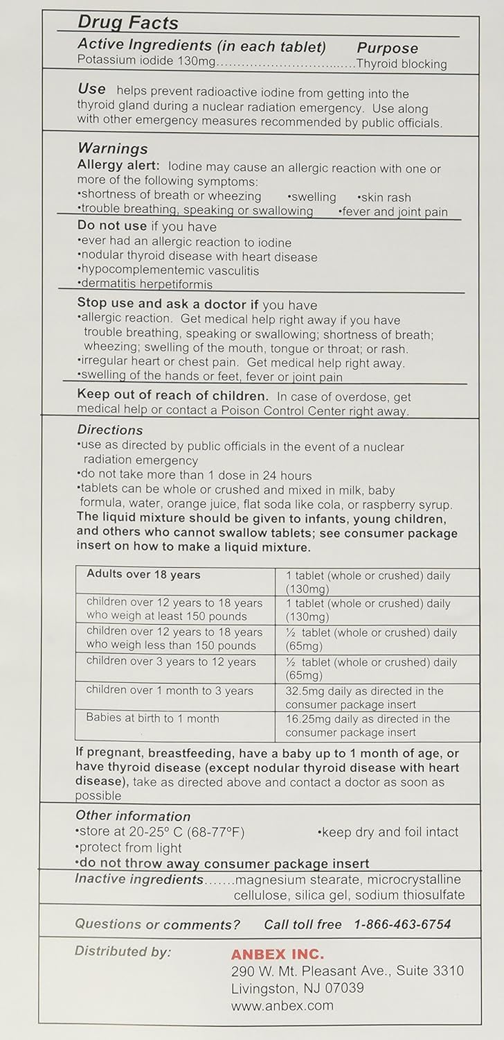 Pack of 10: IOSAT Potassium Iodide Tablets, 130 mg (14 Tablets per Pack)