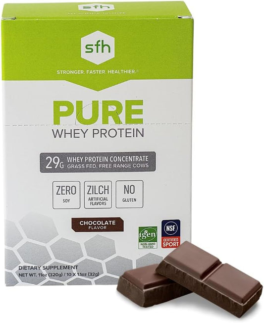 Pack of 10 Single Serve SFH Pure Whey Protein Powder in Chocolate Flavor