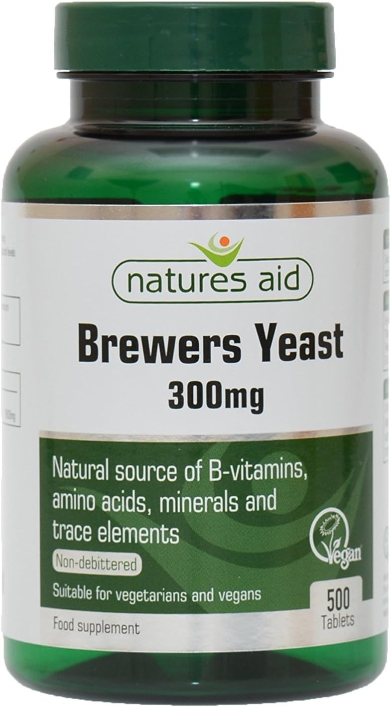 Pack of 1000 Natures Aid Brewers Yeast 300mg Tablets - Natural Source of B Vitamins for Overall Health and Wellbeing