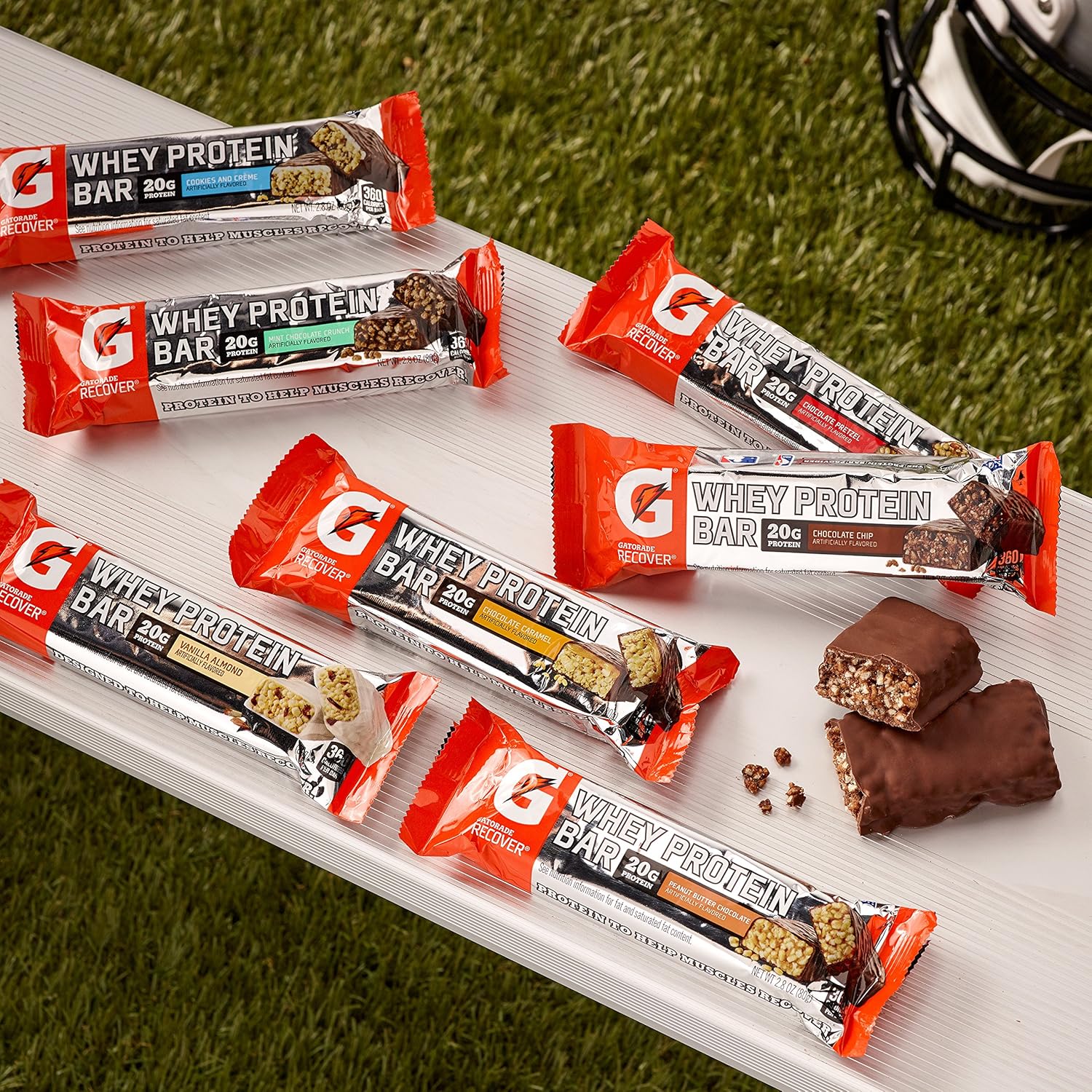 Pack of 12 Gatorade Cookies & Crème Whey Protein Bars - 2.8 oz bars with 20g of protein each