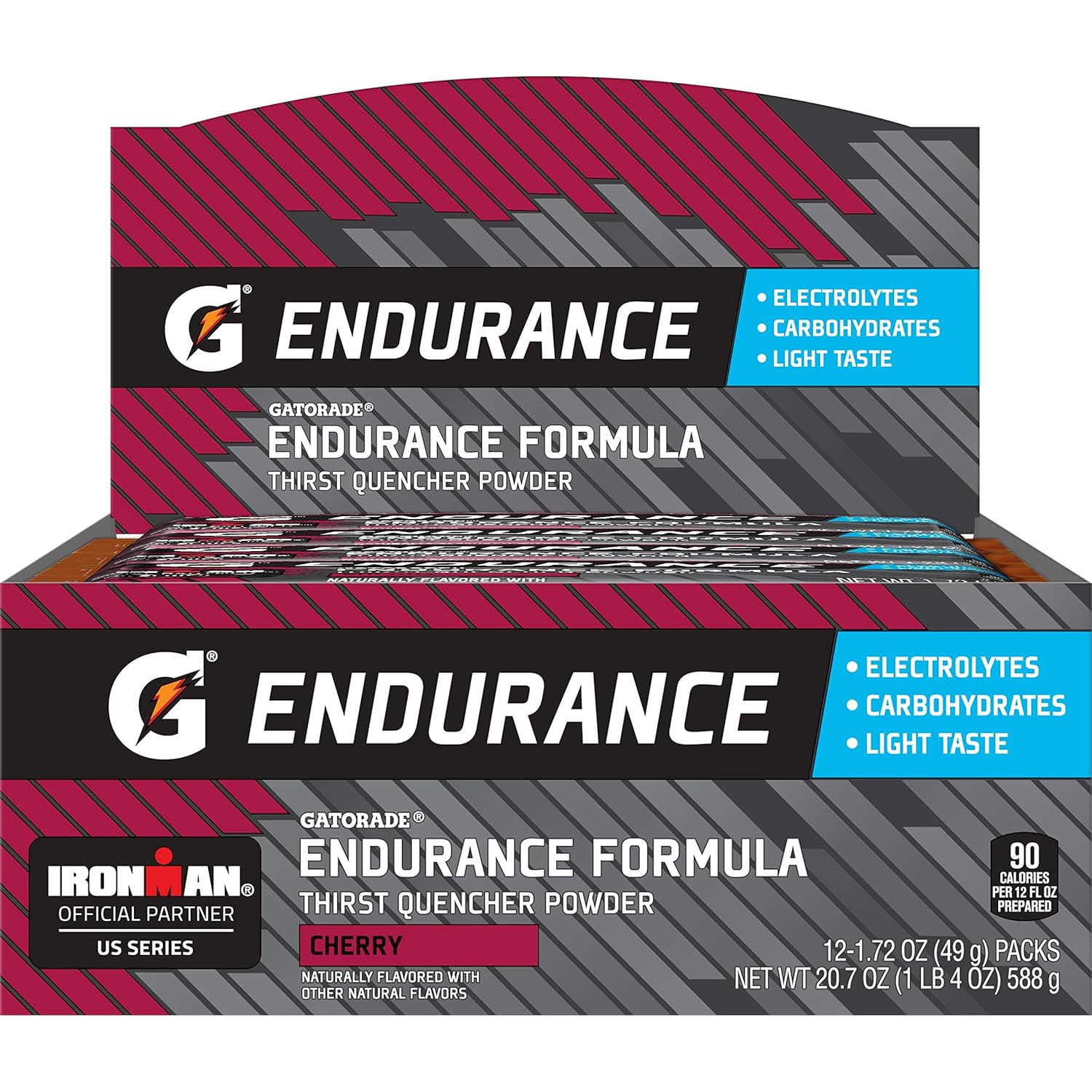 Pack of 12 Gatorade Endurance Formula Powder Cherry Flavor with Electrolytes - 1.72 Oz each