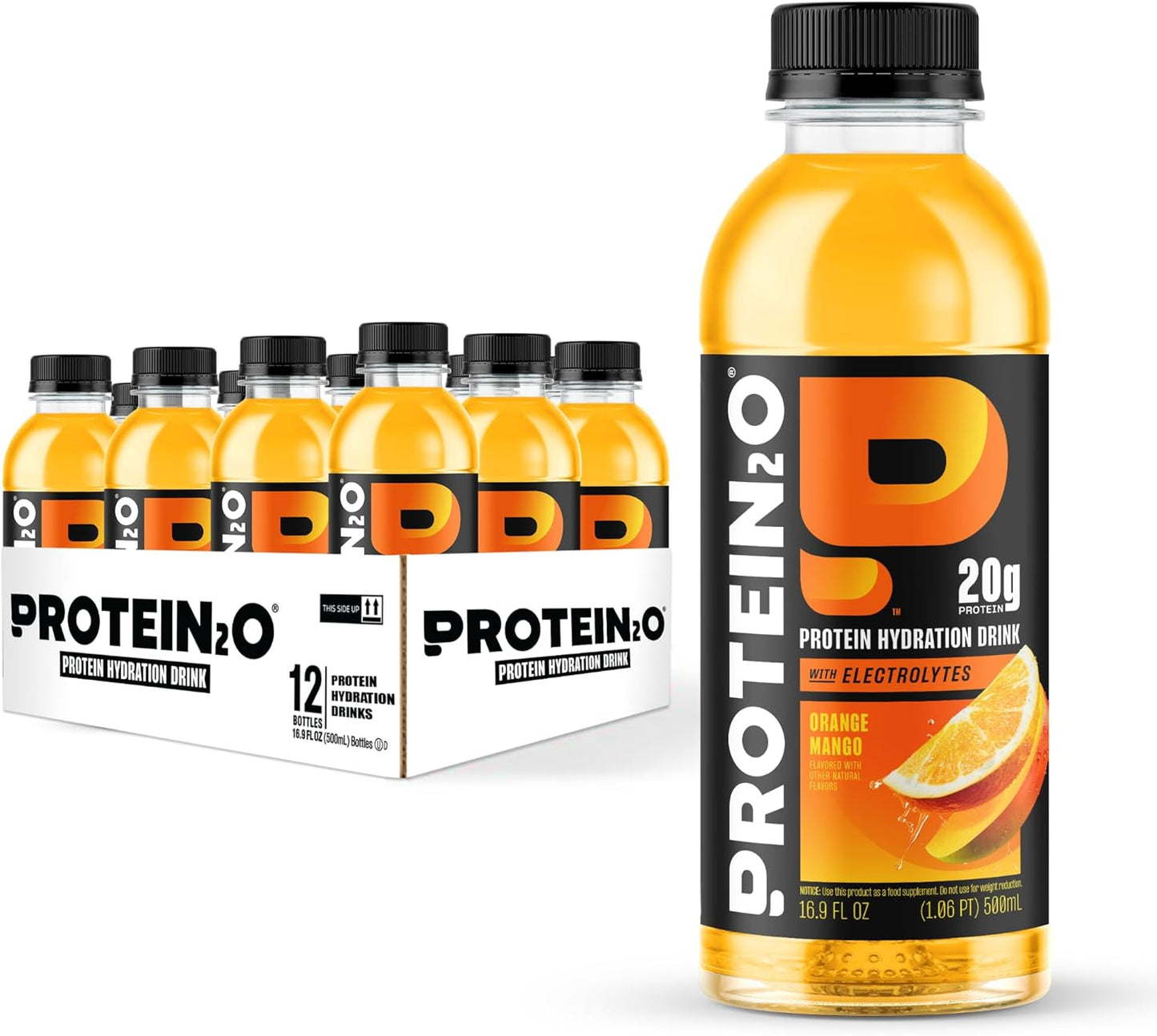 Pack of 12 Protein2o Orange Mango Whey Protein Water with Electrolytes, 20g Protein, 16.9 Fl Oz - BoostGo Australia