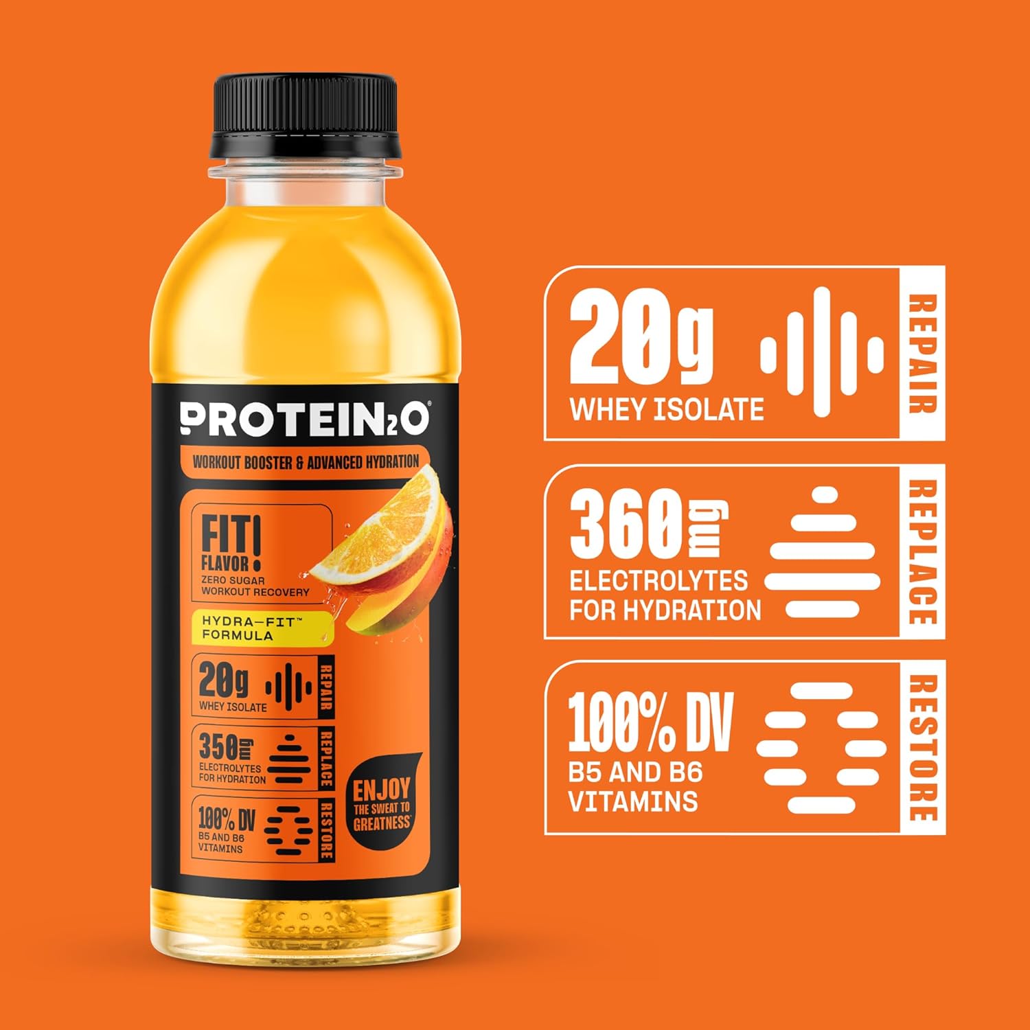 Pack of 12 Protein2o Orange Mango Whey Protein Water with Electrolytes, 20g Protein, 16.9 Fl Oz - BoostGo Australia