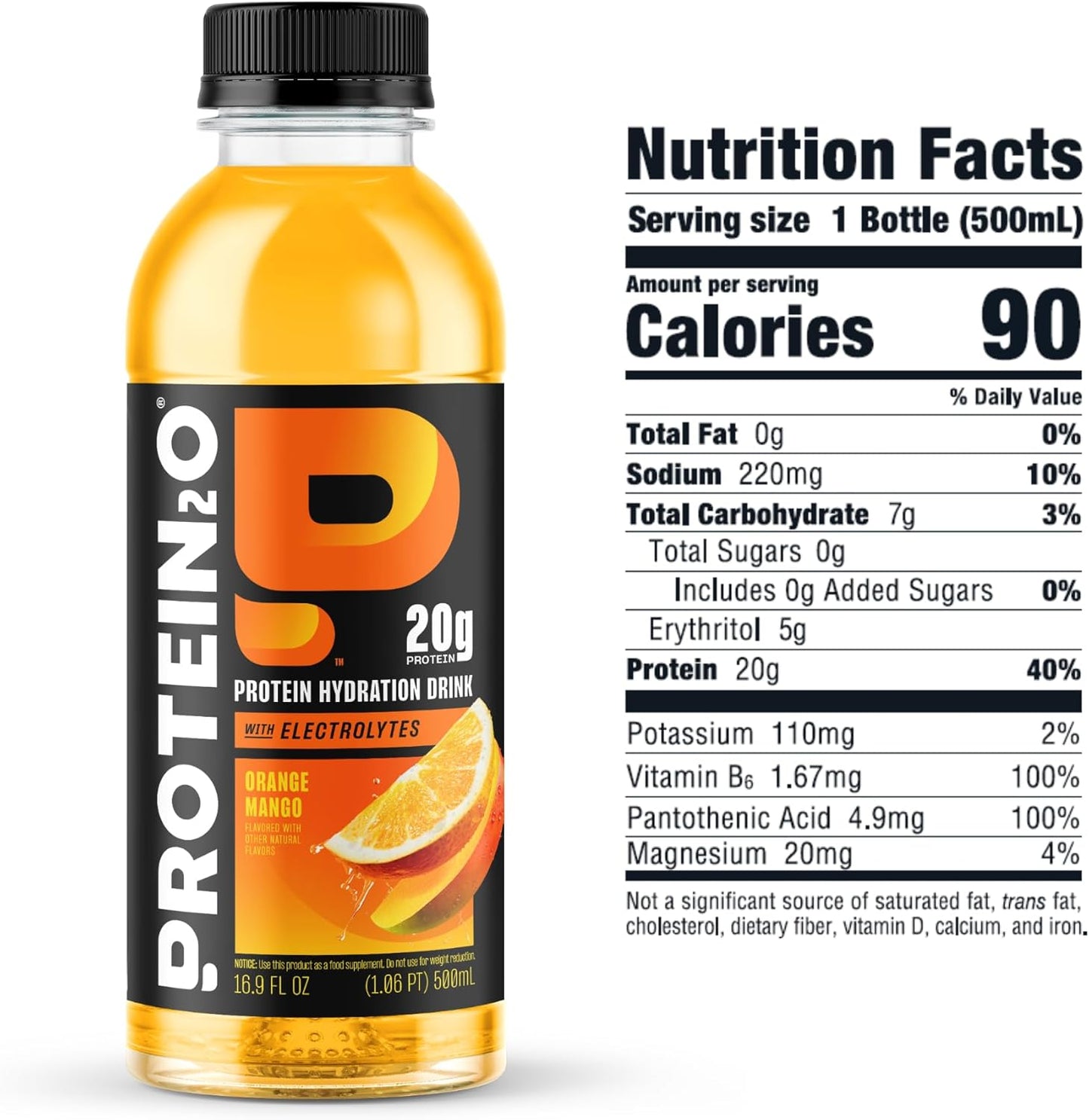Pack of 12 Protein2o Orange Mango Whey Protein Water with Electrolytes, 20g Protein, 16.9 Fl Oz - BoostGo Australia