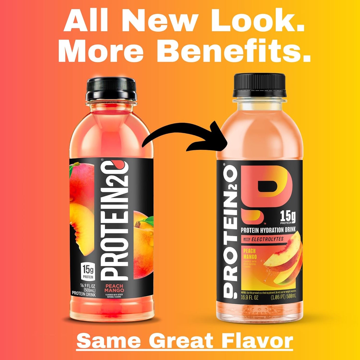 Pack of 12 Protein2o Peach Mango Whey Protein Infused Water, 15g Protein, 16.9 Oz Bottle - BoostGo Australia