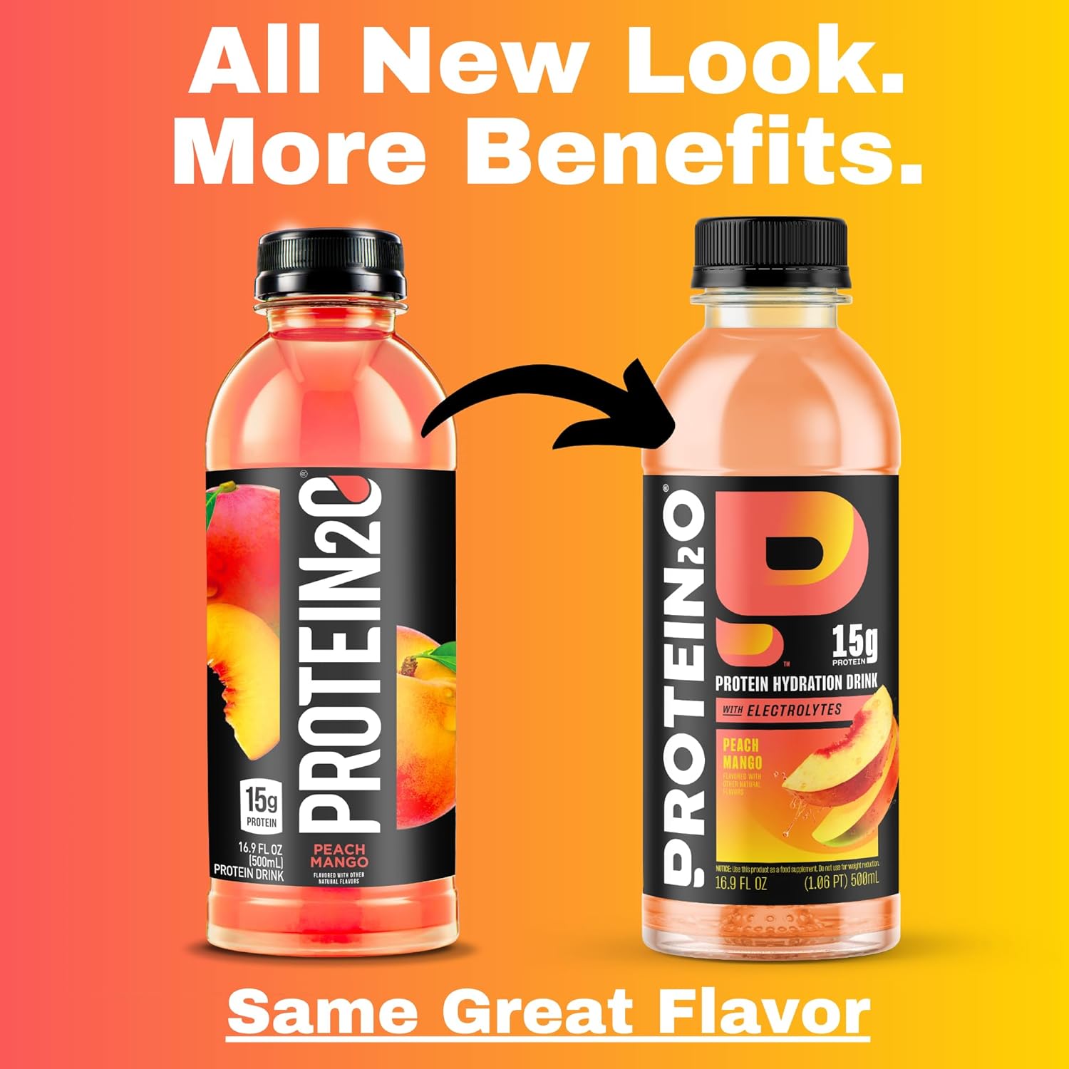 Pack of 12 Protein2o Peach Mango Whey Protein Infused Water, 15g Protein, 16.9 Oz Bottle - BoostGo Australia