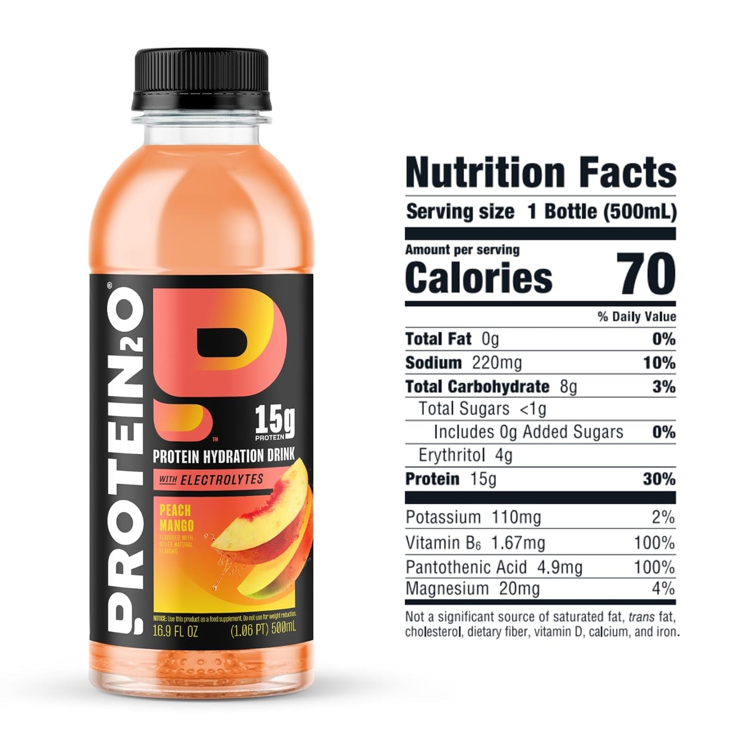 Pack of 12 Protein2o Peach Mango Whey Protein Infused Water, 15g Protein, 16.9 Oz Bottle - BoostGo Australia