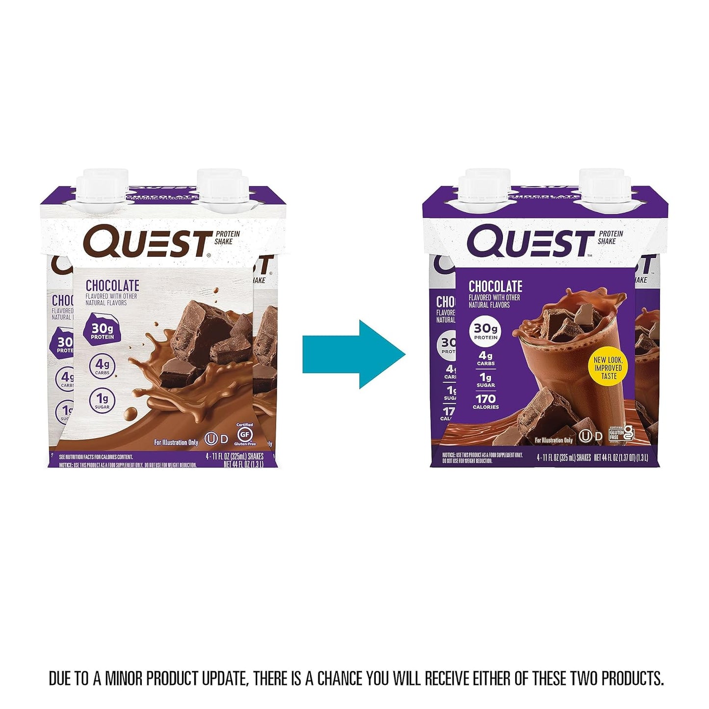 Pack of 12 Quest Nutrition Chocolate Protein Shakes - 30g Protein, 4g Net Carbs - Gluten Free, Keto Friendly - Ready To Drink 11 fl oz