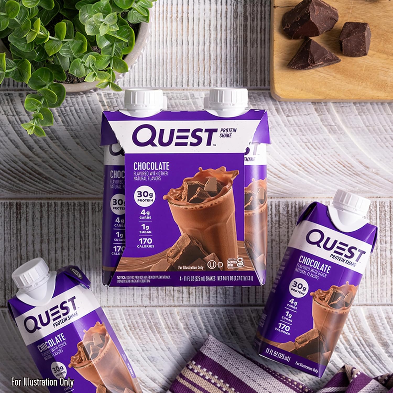 Pack of 12 Quest Nutrition Chocolate Protein Shakes - 30g Protein, 4g Net Carbs - Gluten Free, Keto Friendly - Ready To Drink 11 fl oz