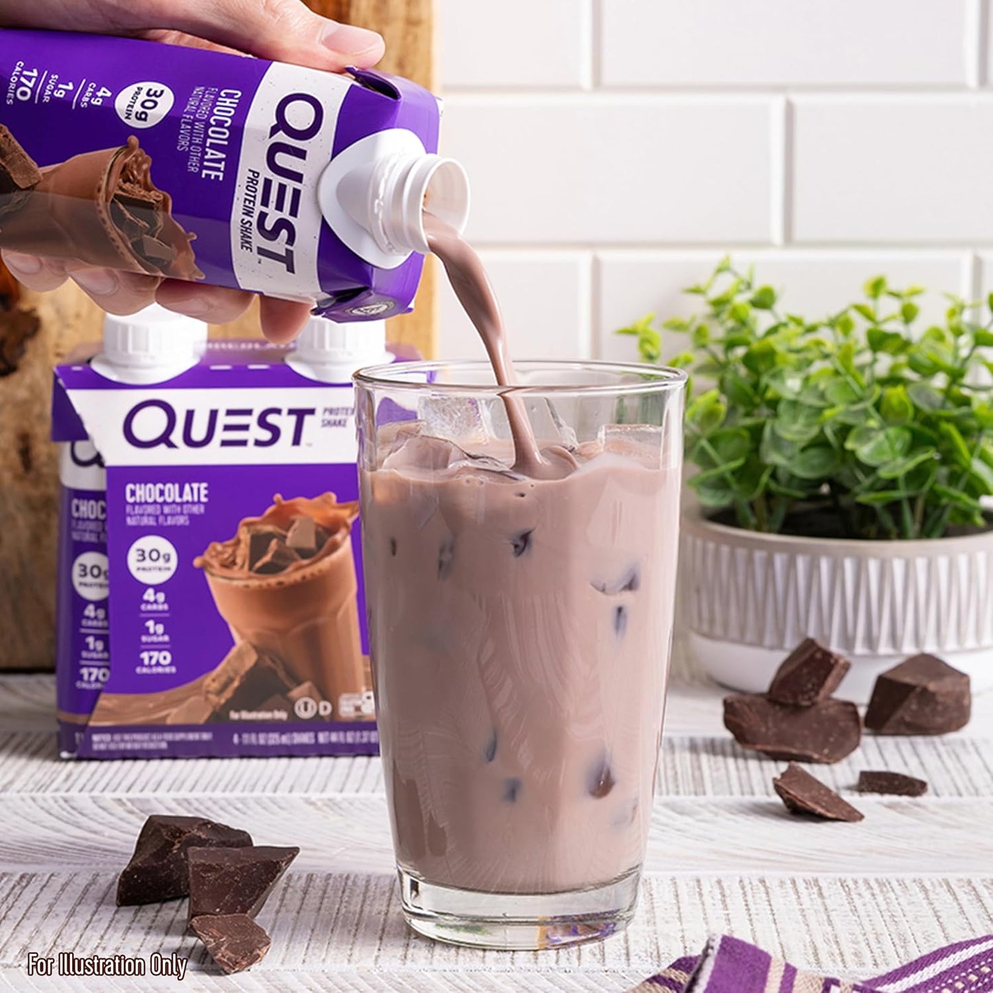 Pack of 12 Quest Nutrition Chocolate Protein Shakes - 30g Protein, 4g Net Carbs - Gluten Free, Keto Friendly - Ready To Drink 11 fl oz