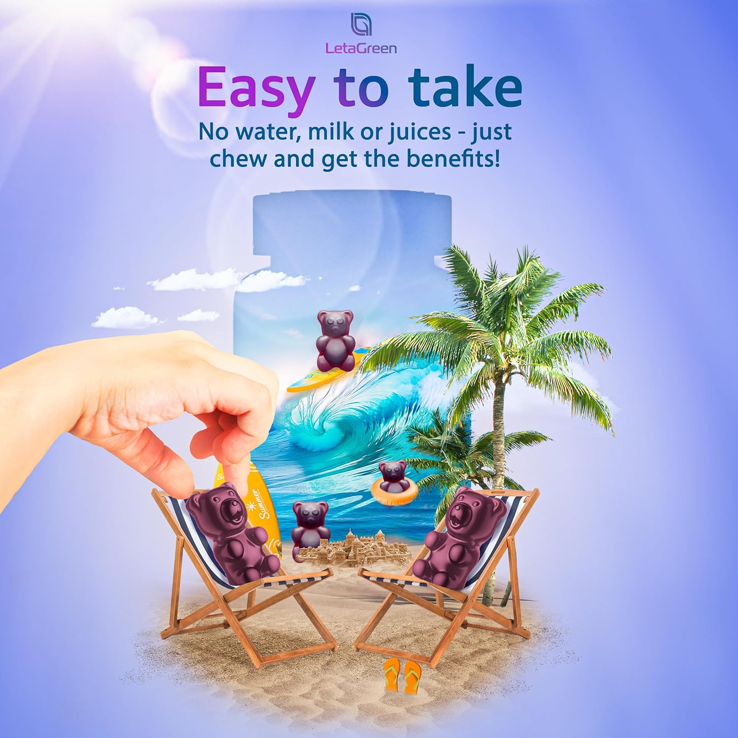 Pack of 120 LetaGreen Irish Sea Moss Gummies with Bladderwrack, Burdock Root, Elderberry, Vitamin C, and Zinc - Immune Support Gel Bears for Kids & Adults