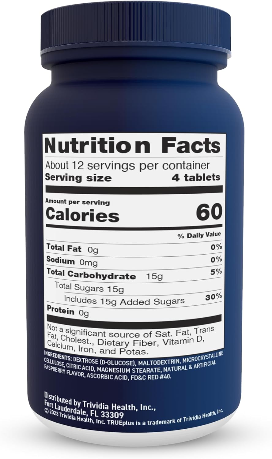 Pack of 150 TRUEplus® Raspberry Flavored Glucose Tablets - 50 Count Bottle - Bulk Savings