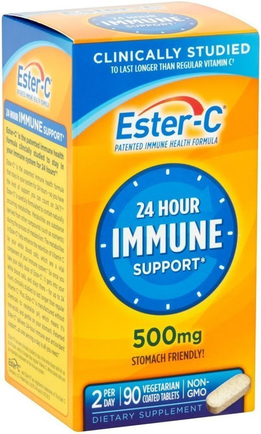 Pack of 180 Ester-C 500 mg Coated Tablets for Immune Support