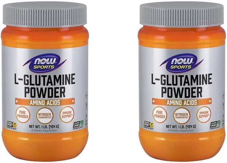 Pack of 2 - NOW Foods L-Glutamine Pure Powder, 16 Ounce - Bulk Size for Muscle Recovery and Gut Health