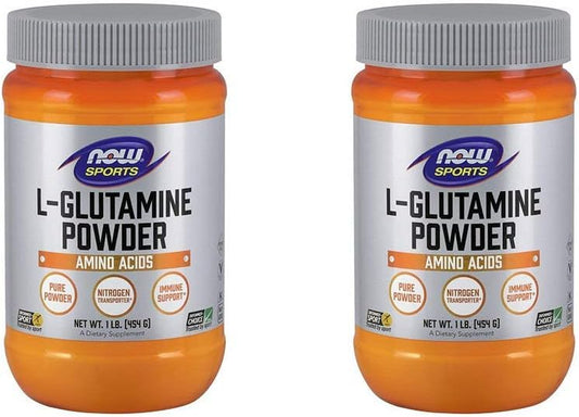 Pack of 2 - NOW Foods L-Glutamine Pure Powder, 16 Ounce - Bulk Size for Muscle Recovery and Gut Health