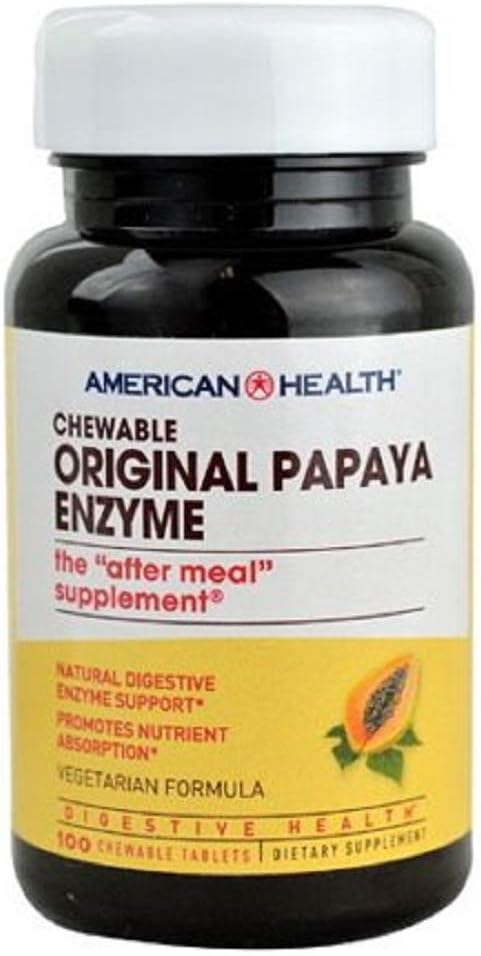 Pack of 2 American Health Original Papaya Enzyme Chewable Tablets - 100 Tablets