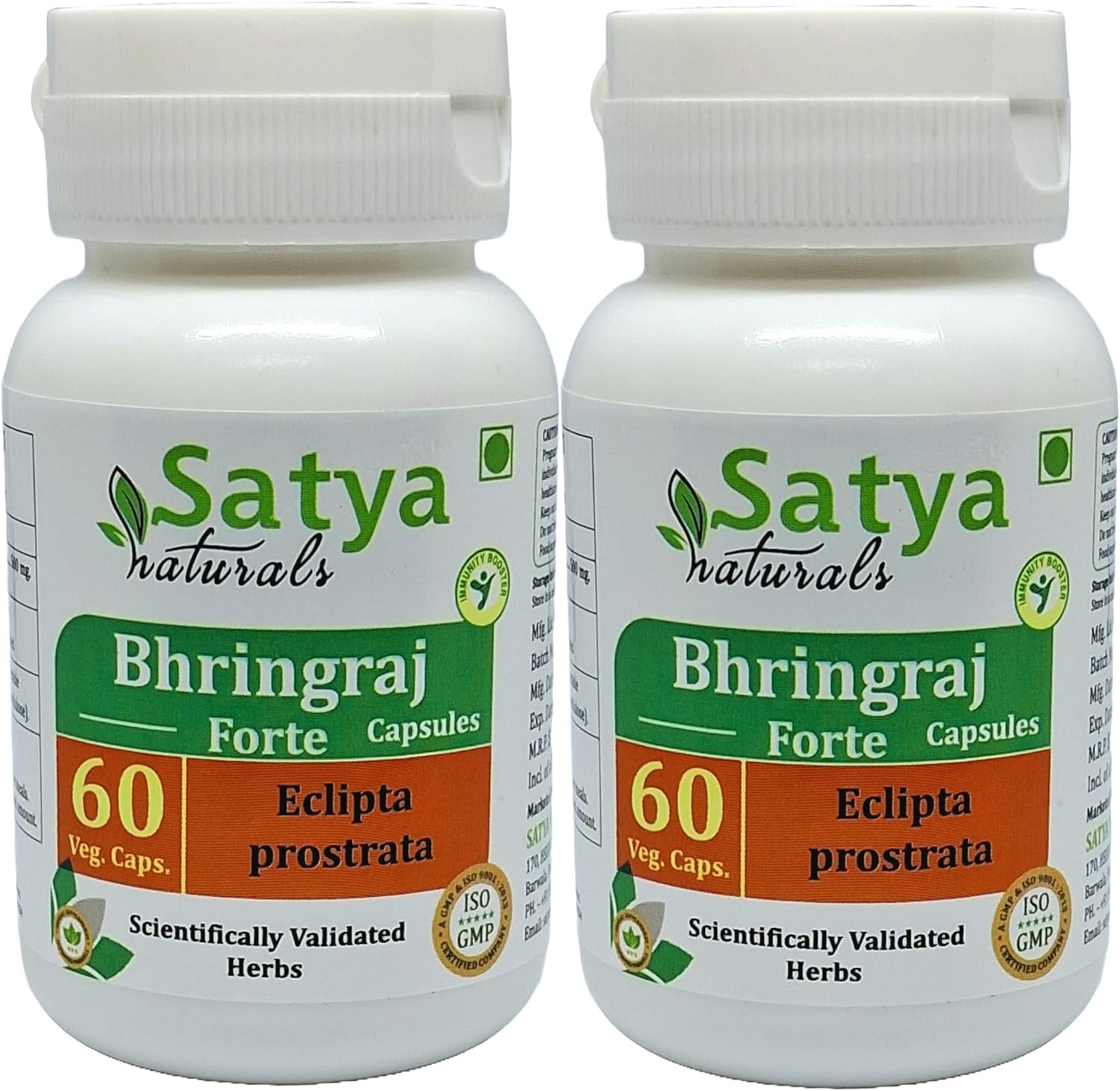 Pack of 2 Bhringraj Capsules 500mg - 60 Count Each - Eclipta Prostrata Extract - Herbal Supplement