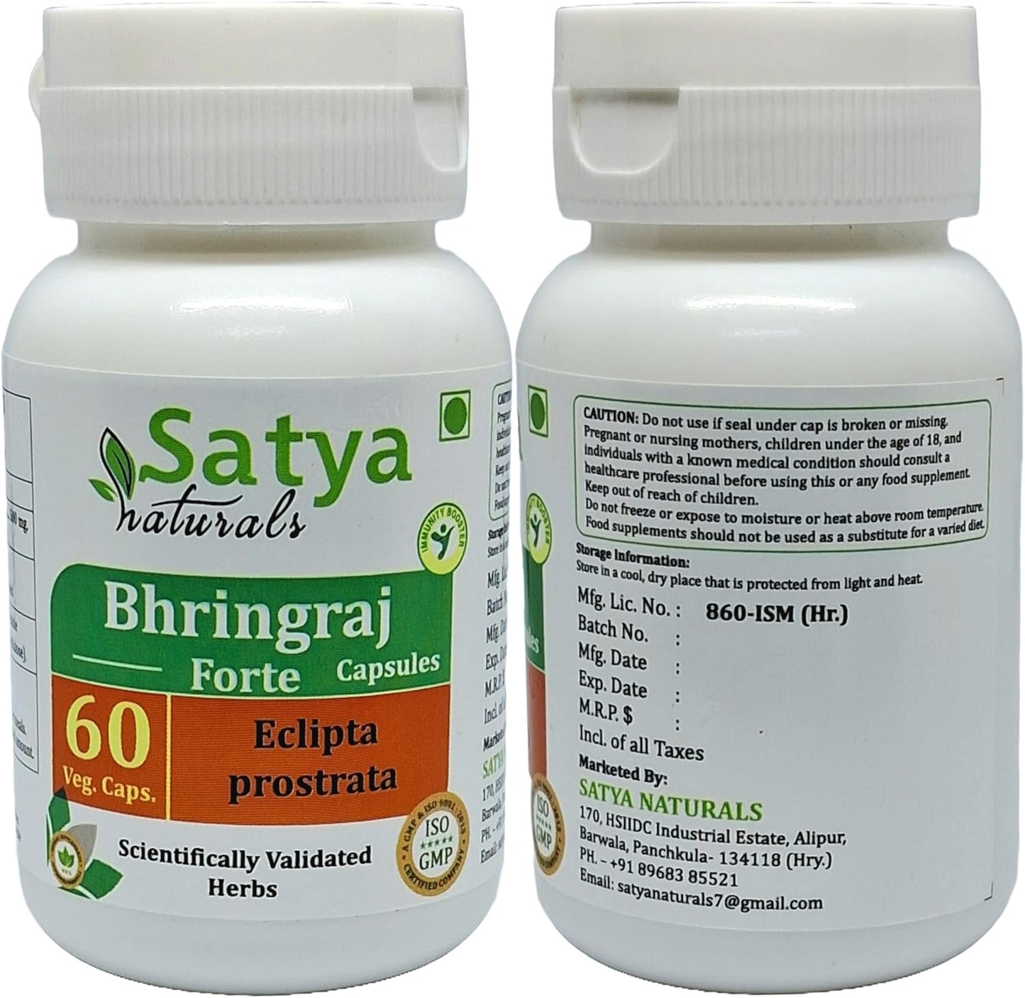 Pack of 2 Bhringraj Capsules 500mg - 60 Count Each - Eclipta Prostrata Extract - Herbal Supplement