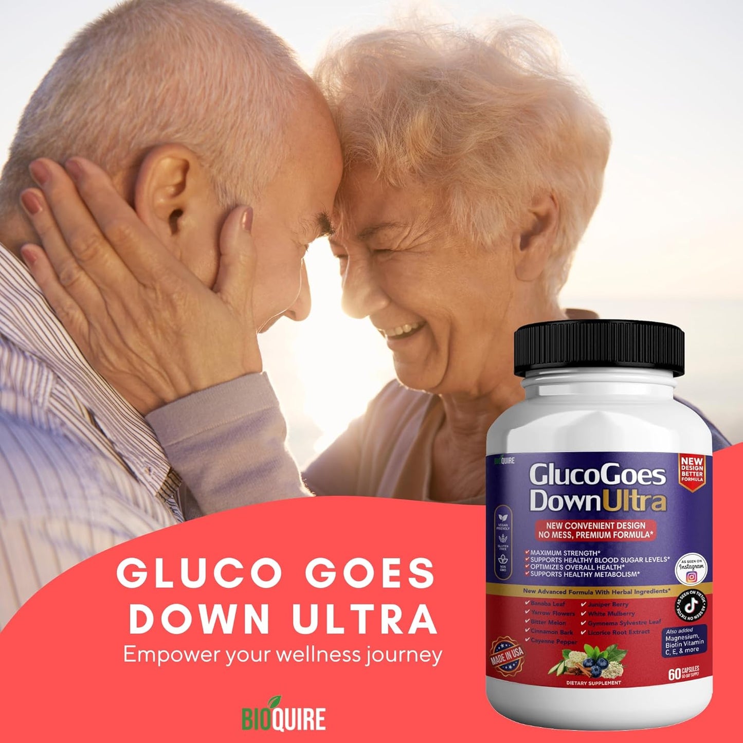 Pack of 2 BIOQUIRE GlucoGoes Down Ultra Dietary Supplement Capsules - Maximum Strength Support for Healthy Blood Sugar & Overall Health - BoostGo Australia