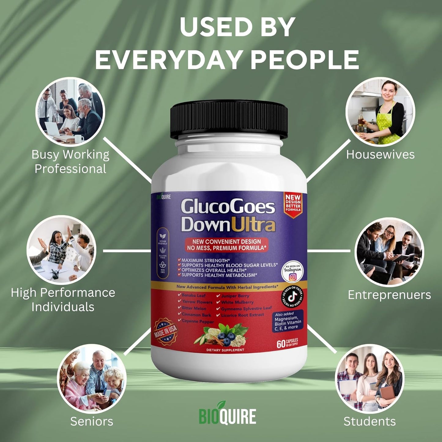 Pack of 2 BIOQUIRE GlucoGoes Down Ultra Dietary Supplement Capsules - Maximum Strength Support for Healthy Blood Sugar & Overall Health - BoostGo Australia