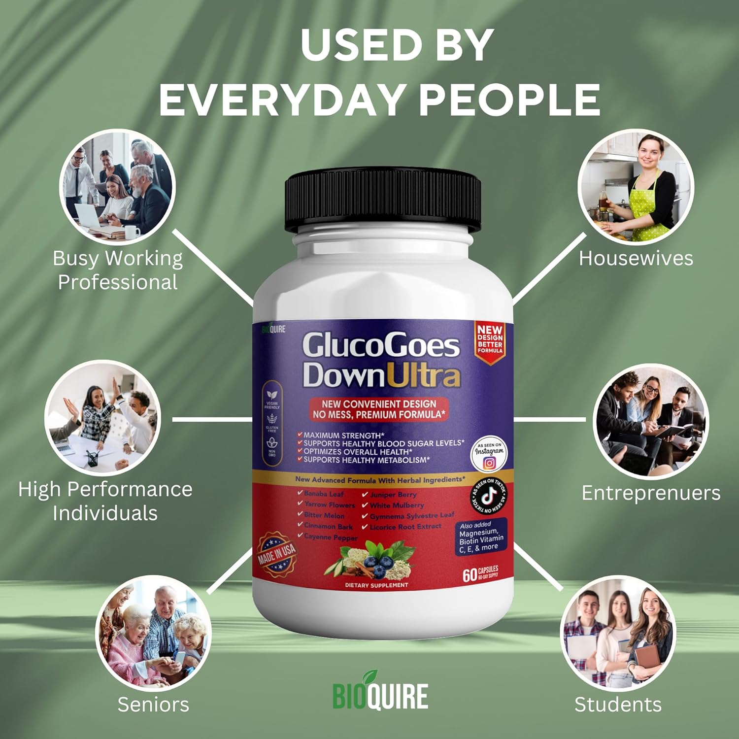 Pack of 2 BIOQUIRE GlucoGoes Down Ultra Dietary Supplement Capsules - Maximum Strength Support for Healthy Blood Sugar & Overall Health - BoostGo Australia