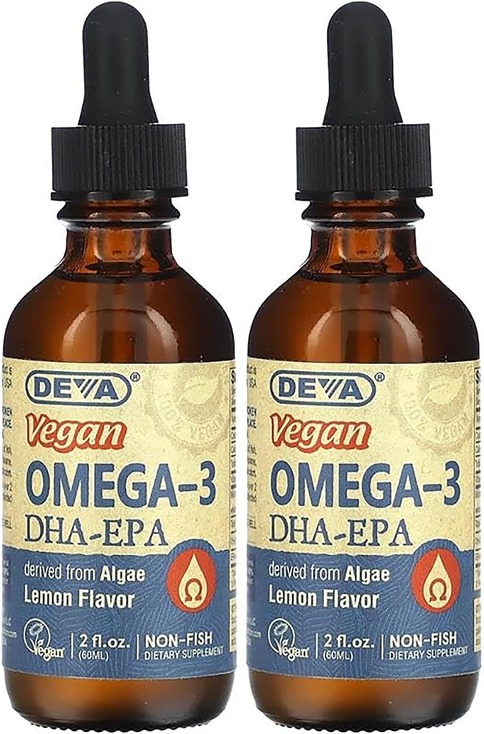 Pack of 2 DEVA Vegan Liquid DHA-EPA (Lemon Flavor) 2 fl. Oz - Omega-3 Supplement