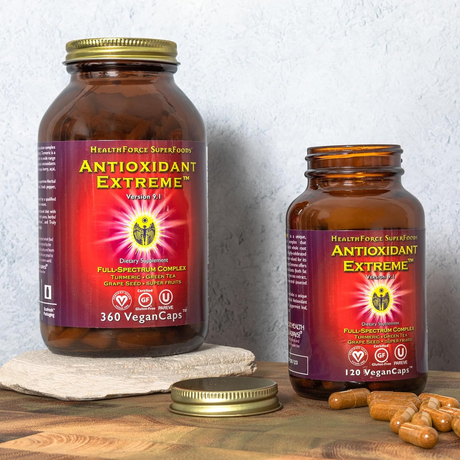 Pack of 2 HealthForce SuperFoods Antioxidant Extreme - 360 Vegan Capsules for Immune Support and Detoxification - BoostGo Australia