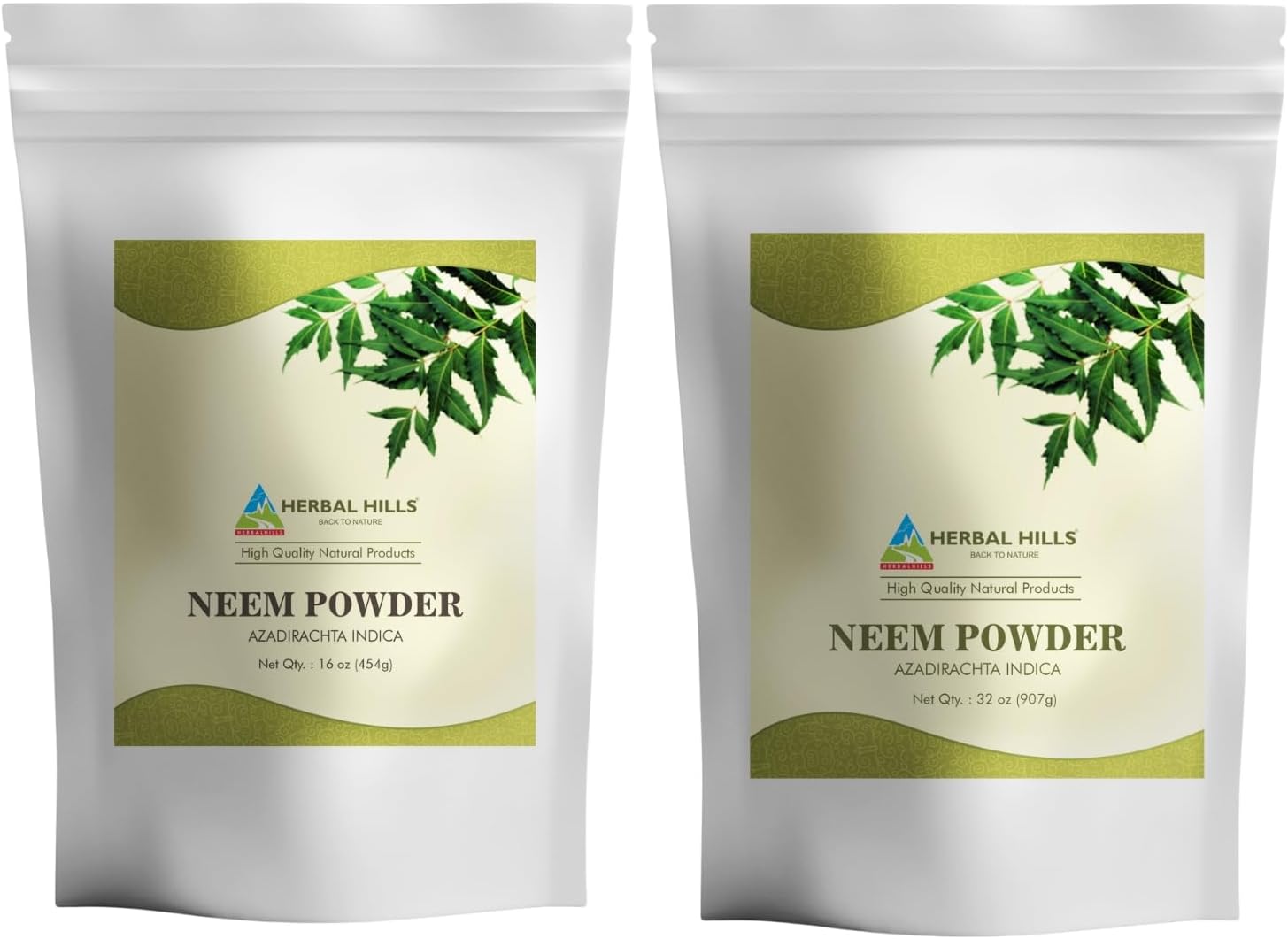 Pack of 2 Herbal Hills Neem Leaf Powder - Pure Neem Supplement from Fresh Leaves