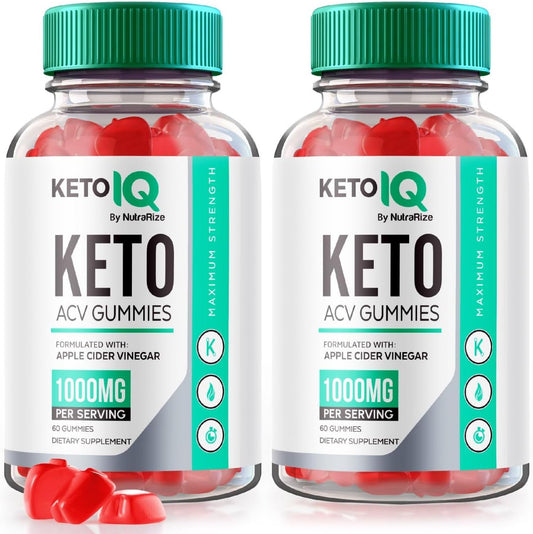 Pack of 2 Keto IQ Keto ACV Gummies for Advanced Weight Loss - NutraRize Dietary Supplement with Gomitas Reviews (120 Gummies)