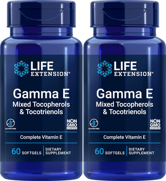 Pack of 2 Life Extension Gamma E Mixed Tocopherols & Tocotrienols Softgels - 60 Count
