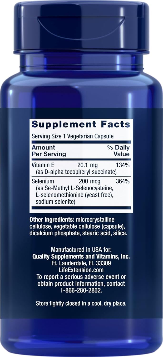 Pack of 2 Life Extension Super Selenium Complex 200 mcg & Vitamin E Capsules for Ultimate Health Support