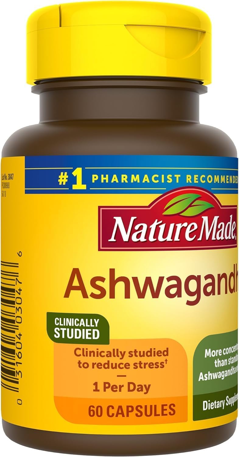 Pack of 2 Nature Made Ashwagandha Capsules 125mg for Stress Support - 60 Capsules Each, 60 Day Supply