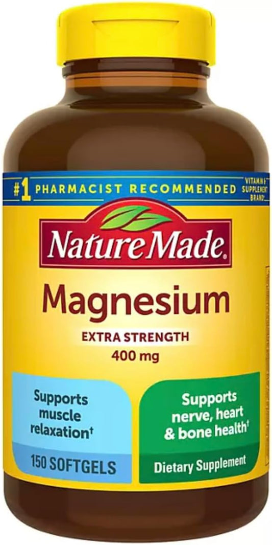 Pack of 2 Nature Made High Potency Magnesium 400 mg Liquid Softgels - 300 Softgels Total