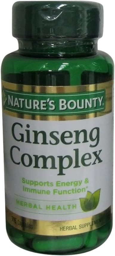 Pack of 2 Nature's Bounty Ginseng Complex Herbal Health Capsules - 75 Capsules Each