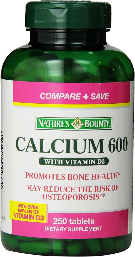 Pack of 2 Nature's Bounty High Potency Calcium 600 + D Tablets - 0250ct, 1.17 Bottles