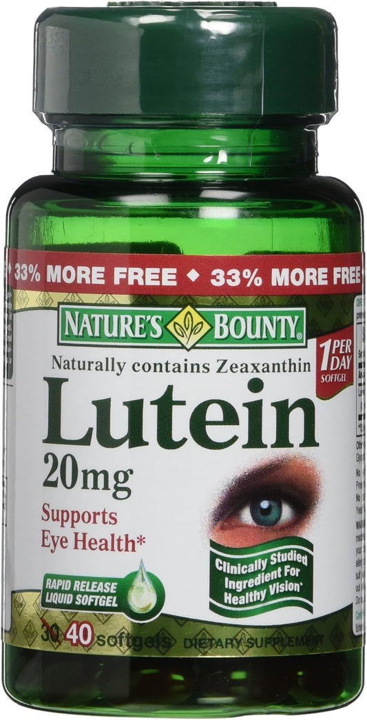 Pack of 2 Nature's Bounty Lutein 20 mg Softgels for Eye Health and Vision Support