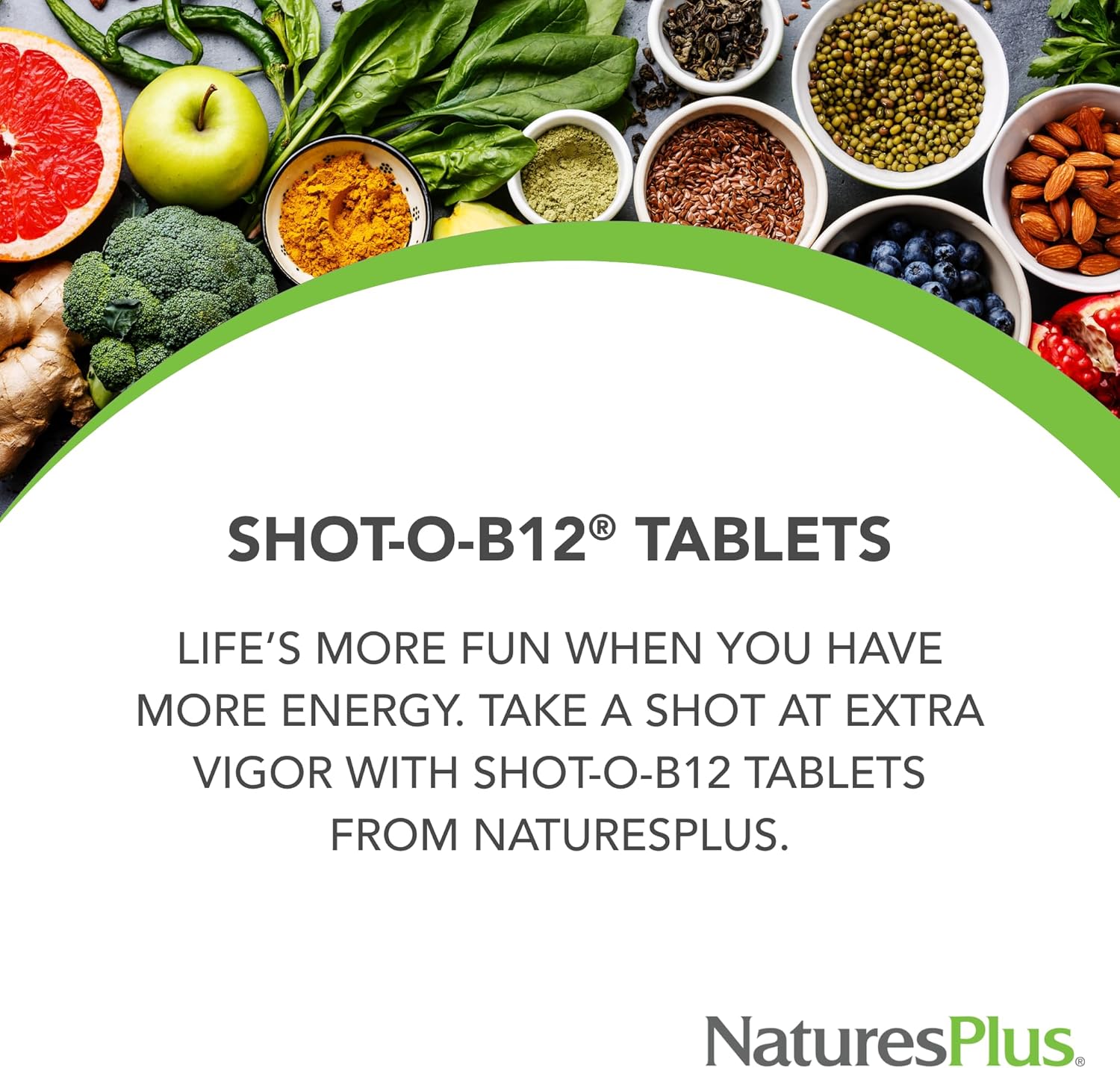 Pack of 2 Natures Plus Shot-O-B12 5000 mcg Sustained Release Tablets - Energy & Mood Support - Vegetarian & Gluten Free - 60 Servings