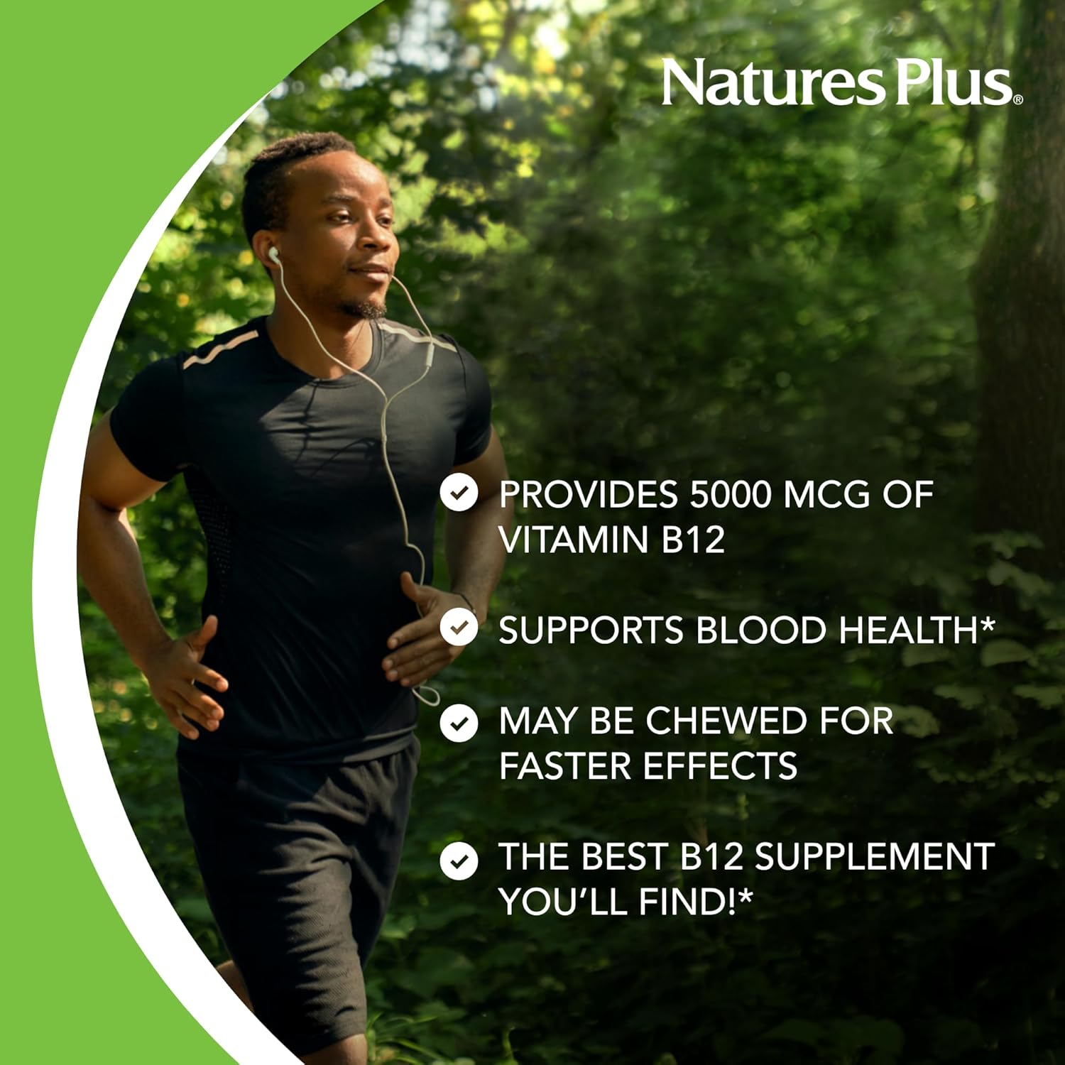 Pack of 2 Natures Plus Shot-O-B12 5000 mcg Sustained Release Tablets - Energy & Mood Support - Vegetarian & Gluten Free - 60 Servings