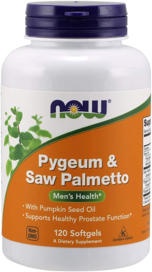 Pack of 2 NOW Foods Pygeum & Saw Palmetto 120 Softgel - Twin Pack for Prostate Health