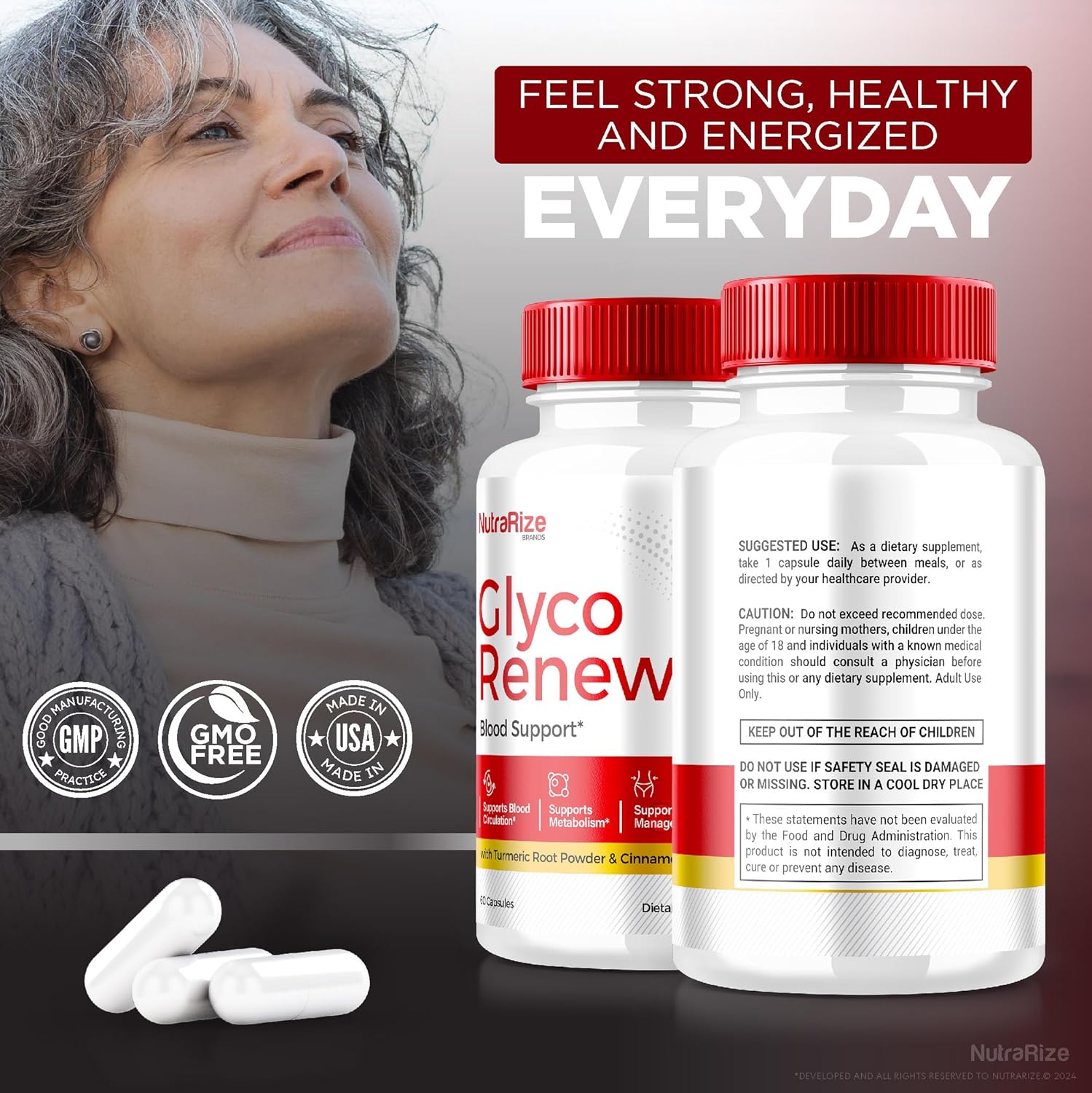 Pack of 2 NutraRize Glyco Renew Pills - All Natural Blood Support Formula | Maximum Strength Supplement for Stable Levels | Official Reviews - 120 Capsules